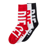Diesel Skm-Ray-Threepack Socks - Black/White/Red